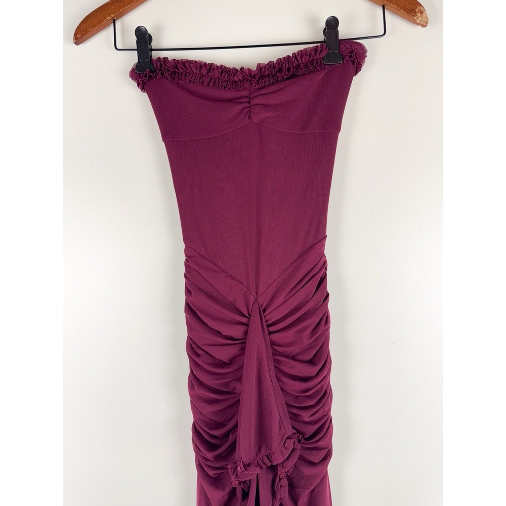 White Fox Boutique Strapless Maxi Dress in Deep Wine - Picture 5 of 9